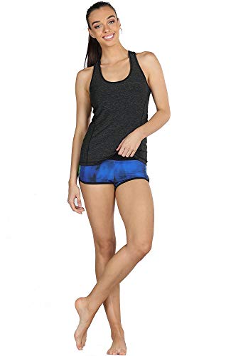 icyzone Camiseta de Fitness Deportiva de Tirantes para Mujer, Pack de 3 (XXL, Negro/Granito/Naranja)