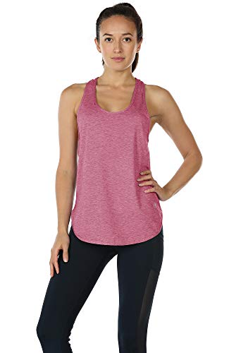 icyzone Camiseta sin Mangas de Fitness para Mujer Chaleco Deportivo, Pack de 2 (M, Carboncillo/Rosado)