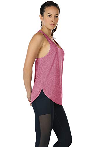 icyzone Camiseta sin Mangas de Fitness para Mujer Chaleco Deportivo, Pack de 2 (M, Carboncillo/Rosado)