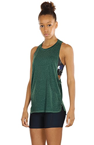 icyzone Sueltas y Ocio Camiseta sin Mangas Camiseta de Fitness Deportiva de Tirantes para Mujer (S, Ejercito Verde)