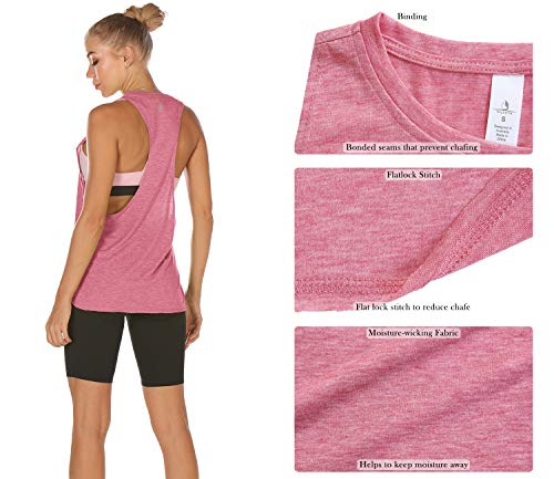 icyzone Sueltas y Ocio Camiseta sin Mangas Camiseta de Fitness Deportiva de Tirantes para Mujer(Paquete de 3) (M, Ejercito Verde/Carboncillo/Rosado)