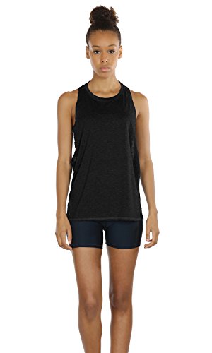 icyzone Sueltas y Ocio Camiseta sin Mangas Camiseta de Fitness Deportiva de Tirantes para Mujer(Paquete de 3) (S, Negro/Beige/Rubor Pálido)