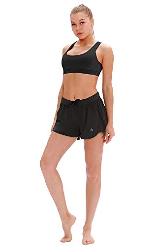 icyzone Sujetador Deportivo Yoga Diseño de Tirantes Cruzados en la Espalda Ejercicio Fitness Ropa Interior para Mujer (M, Negro)