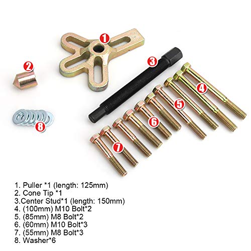 iFCOW Herramienta para Quitar El Volante Kit de Reparación de Automóviles Kit de Extractor Mantenimiento de La Polea Del Cigüeñal (13 Piezas)