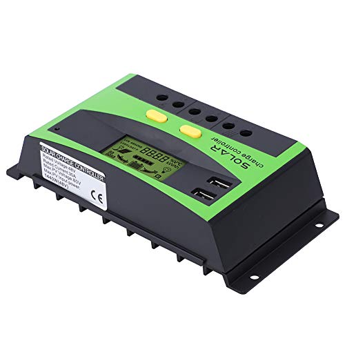 iFCOW Regulador de Carga Solar 30A 48V Regulador de Carga Solar Ip32 Pwm Controlador de Carga Solar 28-10Awg