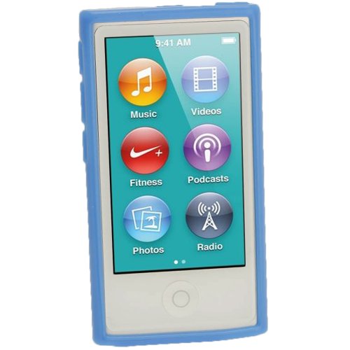 igadgitz Azul Case TPU Gel Funda Cover Carcasa para Apple iPod Nano 7ª Gen 7G 16GB + Protector de pantalla