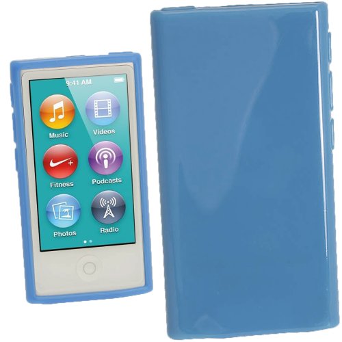 igadgitz Azul Case TPU Gel Funda Cover Carcasa para Apple iPod Nano 7ª Gen 7G 16GB + Protector de pantalla