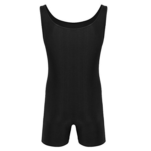 iiniim Hombre Adulto Maillot Elástico de Gimnasia Leotardos Ritmica Danza Ballet sin Mangas Una Pieza Mono Deportivo Liso Men Unitard Body Suave Body Ropa Interior para Adultos Negro Large