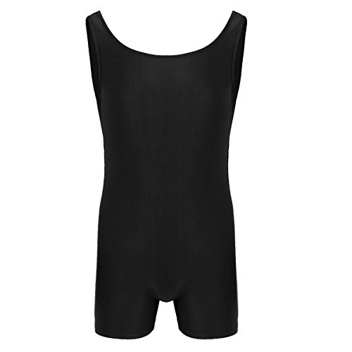 iiniim Hombre Adulto Maillot Elástico de Gimnasia Leotardos Ritmica Danza Ballet sin Mangas Una Pieza Mono Deportivo Liso Men Unitard Body Suave Body Ropa Interior para Adultos Negro Large