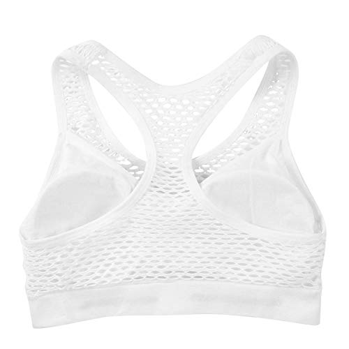 iixpin Sujetador Deportivo con Relleno Push Up para Mujer Bustier Camiseta Interior sin Mangas de Malla Transparente Chaleco Deporte de Yoga Fitness Blanco Talla Única