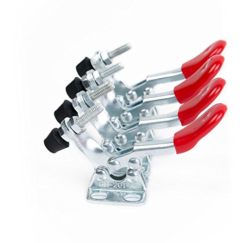 Imaginar 4pcs Toggle Clamp 201 A herramienta de mano 60 Lbs/27 kg Holding Capacidad de liberación rápida antideslizante metal Horizontal liberación rápida Toggle Clamp herramienta