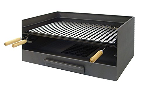 Imex El Zorro Cajón para Barbacoa con Parrilla de INOX, 61 x 40 x 33 cm, Gris FORJA, 71515