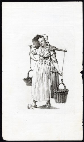 Impresión antigua mujer ThePrintsCollector venta huevos-cesta-yugo-Perkois-prins-Sallieth-1833