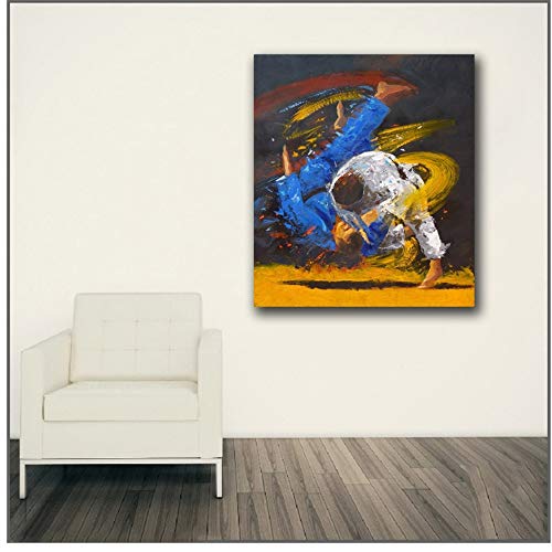 Impresión en lienzo Impresión Pintura al óleo fuerza y ​​habilidad JUDO Arte de la pared impresiones en lienzo cuadros Decoración para sala de estar dormitorio 27.5 ”x39.4" (70x100cm) Sin marco