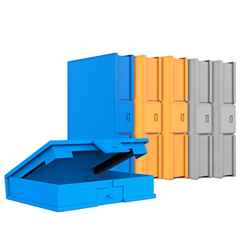 Inateck 6 Piezas 3,5 Pulgadas Funda Pro,Funda Caja de Almacenamiento para HDD Discos Duros 3,5" Anti Golpes, Anti Estática, Anti Polvo, Estuche para HDD de 3.5 Pulgadas, Naranjo/Azul/Gris