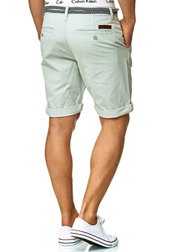 Indicode Caballero Acton Pantalones Cortos Chinos con cinturón de Cuerda 100 % algodón | Más Corto Pantalón Regular Fit Bermudas Verano Men Pants Chino para Hombres Surf Spray S