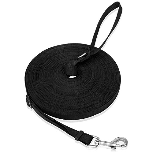 iNeego Correas Básicas para Perros 10M Correa de Perro Obediente Cuerda Nylon Largo Mascota Perro Formación Correa de Entrenamiento Llevar (Negro, 10M)