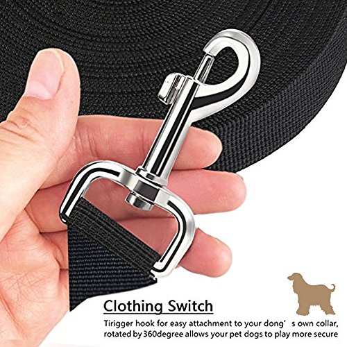 iNeego Correas Básicas para Perros 10M Correa de Perro Obediente Cuerda Nylon Largo Mascota Perro Formación Correa de Entrenamiento Llevar (Negro, 10M)