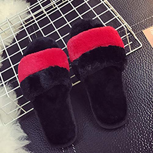 Inicio Zapatillas Mujer Felpa Suave Comodidad Zapatos para Mujer Mujeres Punta Abierta CáLidas Chanclas Piso Interior Zapatillas Poco Profundas