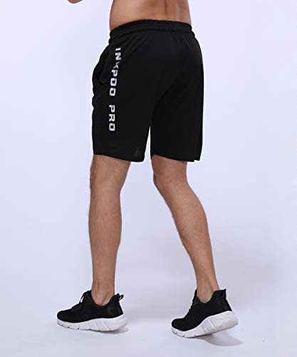 Inkpoo - Pantalones cortos deportivos para hombre, 3 unidades, ligeros, con bolsillos, de secado rápido, para entrenamiento atlético, Hombre, color #01-negro,gris,azul, tamaño 42