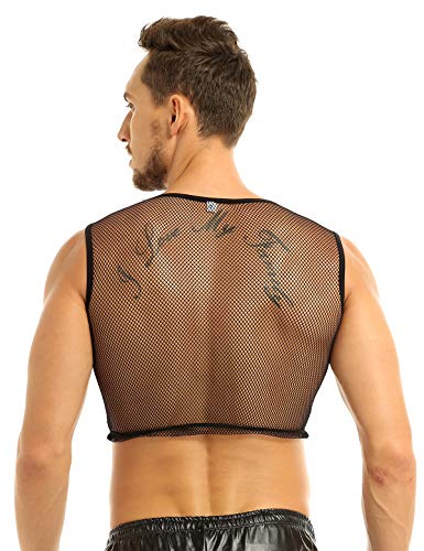 Inlzdz - Chaleco de malla para hombre, ajustado, ajustado, para musculación, ropa deportiva Negro Negro ( L