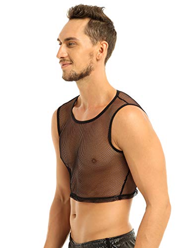 Inlzdz - Chaleco de malla para hombre, ajustado, ajustado, para musculación, ropa deportiva Negro Negro ( L