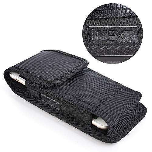 iNNEXT Funda para iPhone 7 Plus con clip para cinturón, para Samsung Note 8 Galaxy S8 Plus/Note 5/S6 Edge Plus (5,5 pulgadas), resistente tela Oxford con clip para cinturón de acero, color negro