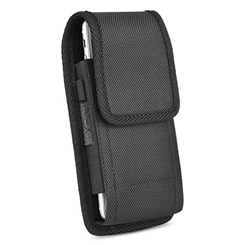 iNNEXT Funda para iPhone 7 Plus con clip para cinturón, para Samsung Note 8 Galaxy S8 Plus/Note 5/S6 Edge Plus (5,5 pulgadas), resistente tela Oxford con clip para cinturón de acero, color negro