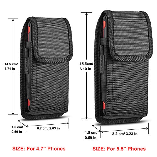 iNNEXT Funda para iPhone 7 Plus con clip para cinturón, para Samsung Note 8 Galaxy S8 Plus/Note 5/S6 Edge Plus (5,5 pulgadas), resistente tela Oxford con clip para cinturón de acero, color negro