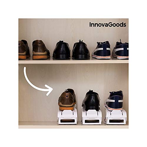 InnovaGoods Organizador de Zapatos Regulable Shoe Rack (6 Pares), Blanco, Unitalla