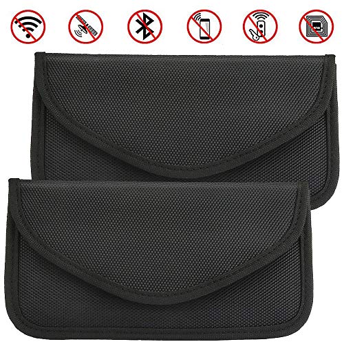 Intbase 2 x Bolsa de Bloqueo de señal de Llave para automóvil Grande, Bolsa antirrobo antibalas, Bolso RFID Faraday Sin Llave para Tarjetas de crédito de, Bloques RFID/WiFi/gsm/LTE