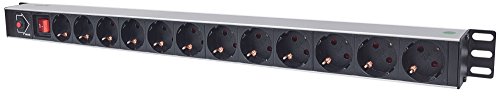 Intellinet 12-Way Power Strip 12salidas AC 1U Negro unidad de distribución de energía (PDU) - Unidad de distribución de energía (PDUs) (Básico, Conmutado, 1U, Horizontal, Negro, 12 salidas AC, Tipo F)