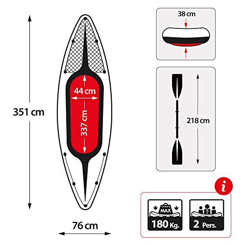 Intex 68306NP - Kayak hinchable Challenger K2 con 2 remos, 351 x 76 x 38 cm