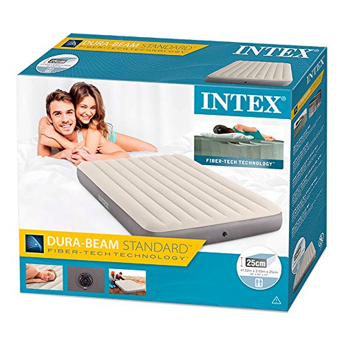 Intex - Colchón hinchable Dura-Beam Standard DELUXE Single-High - 152 x 203 x 25 cm (64103), 152 x 203 cm, inflable, pvc (93%), abs (1%), polyester (4%), rayon (2%)