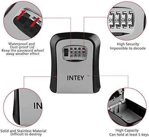 INTEY Caja Fuerte Para Llaves Para Seguridad y Conveniente Con 4 Numeros De Codigos para Pisos de Alquiler o para Personas Que Por Alguna Razón se Ausentaran de Casa