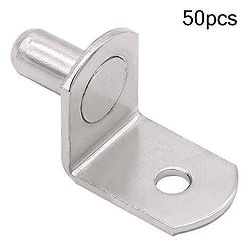 INTVN Soporte de Baldas 50pcs tacos de soporte de estantería de metal niquelado L Forma Escuadra de soporte para estante de madera o cristal para mueble armario armario Biblioteca(6 mm)