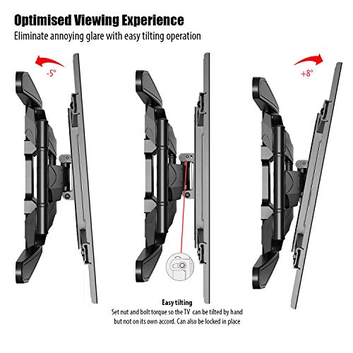 Invision Soporte de Pared para TV Ultra Fuerte – para Pantallas Curvo Plasma LCD LED 94-178cm (37-70 Pulgadas) Doble Brazo Giratorio Inclinable – con Cable HDMI 1080p y Nivel de Burbuja (HDTV-DXL)