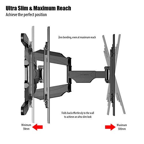 Invision Soporte de Pared para TV Ultra Fuerte – para Pantallas Curvo Plasma LCD LED 94-178cm (37-70 Pulgadas) Doble Brazo Giratorio Inclinable – con Cable HDMI 1080p y Nivel de Burbuja (HDTV-DXL)