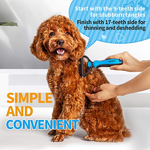 Iokheira Pet Grooming Dematting Comb Tool Herramienta de Limpieza Rastrillo y Peine Dematting Dientes de Doble Cara + Peine de pulgas para Perros, Gatos, con Pelo Medio o Largo