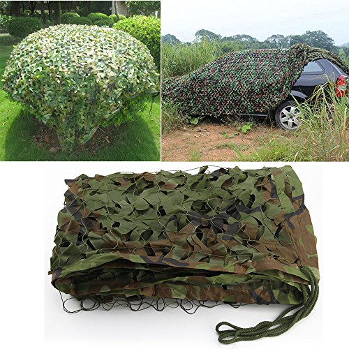 Iraza Red de Camuflaje,Cubierta Camouflage Net Red de Caza Mallas de Protección Ejército Combate Militar Táctico al Aire Libre Sombra Proteger del Viento (Camo Verde, 3x5M)