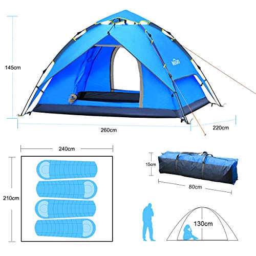 IREGRO Tienda de Campaña Instantánea de la Familia 4-5 Personas Pop Up automático Grandes Carpas Impermeable Abrigo del Sol Tiendas para Deportes al Aire Libre Camping Senderismo Viajes Playa