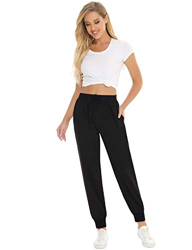 Irevial Pantalones Largos para Mujer, Pantalon Deportivos de Elásticos Cintura Alta de Secado rápido, Casual Chandal pantalón con Bolsillos y Cordón Sueltos Yoga Pants