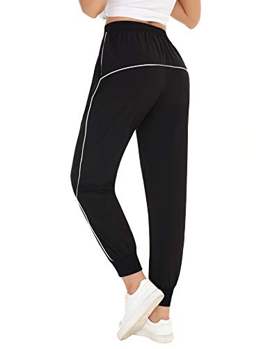 Irevial Pantalones Largos para Mujer, Pantalon Deportivos de Elásticos Cintura Alta de Secado rápido, Casual Chandal pantalón con Bolsillos y Cordón Sueltos Yoga Pants