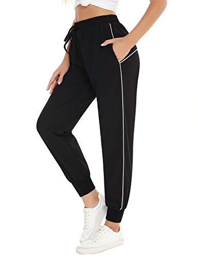 Irevial Pantalones Largos para Mujer, Pantalon Deportivos de Elásticos Cintura Alta de Secado rápido, Casual Chandal pantalón con Bolsillos y Cordón Sueltos Yoga Pants