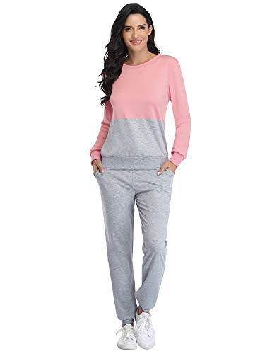 Irevial Sudadera y Pantalón de Sudor para Mujer Conjunto de Chándal Deportivos Completos Trajes Deportiva Manga Larga para Fitness Yoga Jogging Casual Deportes de Ropa en Casa