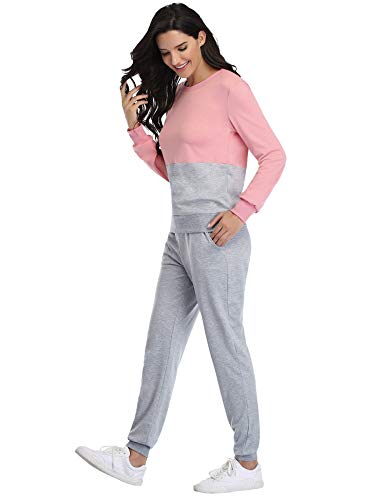 Irevial Sudadera y Pantalón de Sudor para Mujer Conjunto de Chándal Deportivos Completos Trajes Deportiva Manga Larga para Fitness Yoga Jogging Casual Deportes de Ropa en Casa