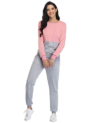 Irevial Sudadera y Pantalón de Sudor para Mujer Conjunto de Chándal Deportivos Completos Trajes Deportiva Manga Larga para Fitness Yoga Jogging Casual Deportes de Ropa en Casa