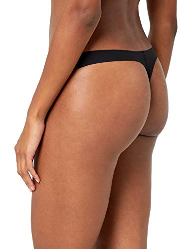 Iris & Lilly Calzoncillo Tanga de Microfibra Mujer, Pack de 5, Negro (Black), XL, Label: XL