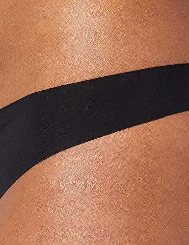 Iris & Lilly Calzoncillo Tanga de Microfibra Mujer, Pack de 5, Negro (Black), XL, Label: XL