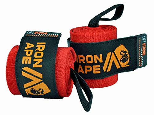 Iron APE - Muñequeras para levantamiento de pesas y culturismo, extra rígidas de 24 y 34 pulgadas Nuevo diseño mejorado para hombres y mujeres., 18"